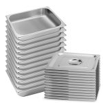 1-SOGA 12X Gastronorm GN Pan Full Size 1/2 GN Pan 6.5cm Deep Stainless Steel Tray with Lid