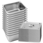 1-SOGA 12X Gastronorm GN Pan Full Size 1/2 GN Pan 15cm Deep Stainless Steel Tray With Lid