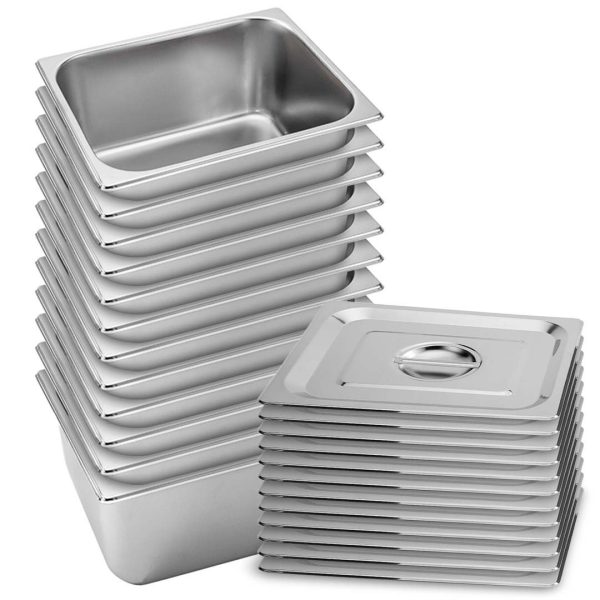 1-SOGA 12X Gastronorm GN Pan Full Size 1/2 GN Pan 20cm Deep Stainless Steel Tray With Lid