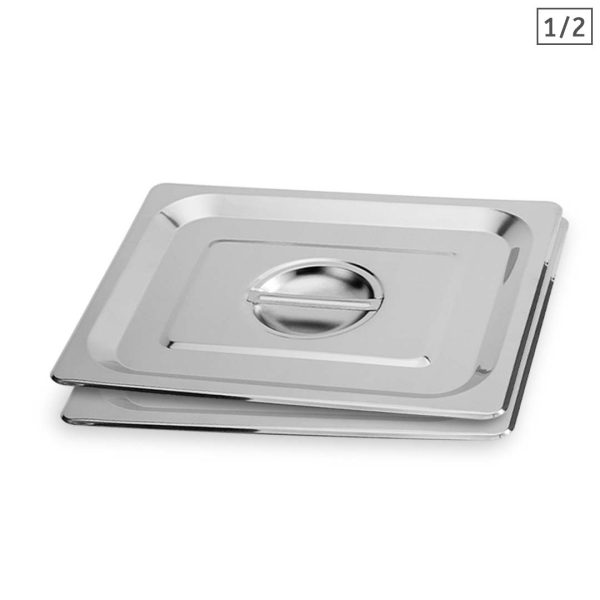 1-SOGA 2X Gastronorm GN Pan Lid Full Size 1/2 Stainless Steel Tray Top Cover