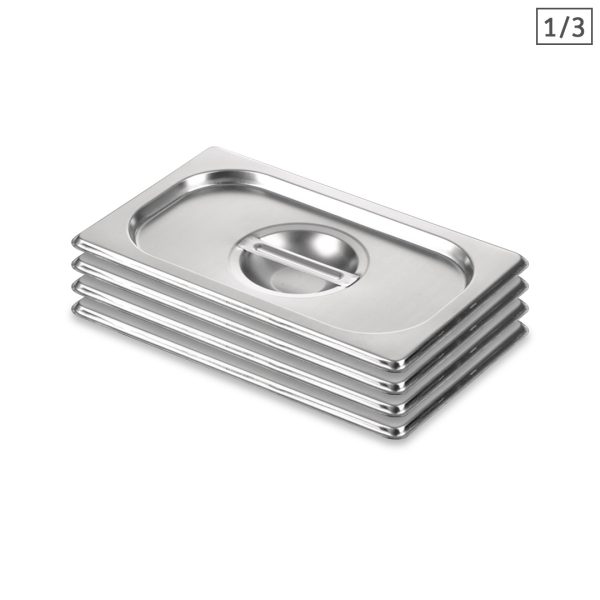 1-SOGA 4X Gastronorm GN Pan Lid Full Size 1/3 Stainless Steel Tray Top Cover