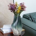 4-SOGA 27cm Glass Vase Blue with Beautiful glass Bubble Texture Art Vases