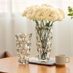 3-SOGA 29.8cm Golden Amber Glass Crystal Vase Elegant Modern Home Décor