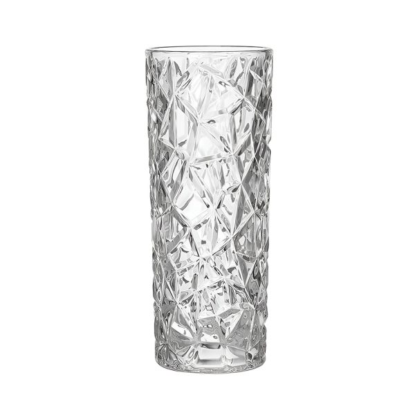 1-SOGA 14cmx30cm Heavy Duty Glass Vase Crystal Clear Design for Home Décor