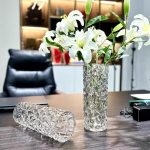 8-SOGA 30cm Sleek Clear Glass Vase Elegant Wide Crystal Design for Modern Home Décor