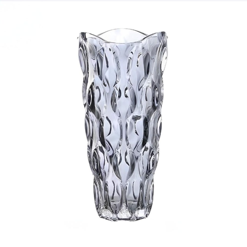 1-SOGA 30cm Glass Grey Vase Crystal VASE Thick Modern Home Decor