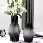 4-SOGA 33cm Glass Vase Grey with Beautiful glass Bubble Texture Art Vases