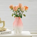 2-SOGA 25cm Pink Glass Vase Art Blown Hand Flower Tall Vintage Art Vases