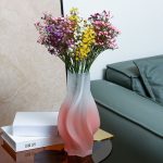 4-SOGA 32cm Pink Glass Vase Art Blown Hand Flower Tall Vintage Art Vases