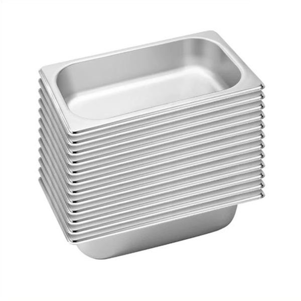 1-SOGA 12X Gastronorm GN Pan Full Size 1/3 GN Pan 6.5 cm Deep Stainless Steel Tray
