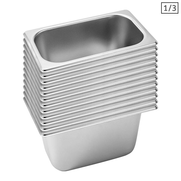 1-SOGA 12X Gastronorm GN Pan Full Size 1/3 GN Pan 15cm Deep Stainless Steel Tray