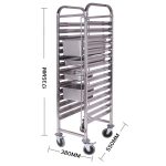 2-SOGA 2X Gastronorm Trolley 15 Tier Stainless Steel Bakery Trolley Suits GN 1/1 Pans