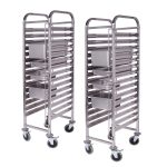 1-SOGA 2X Gastronorm Trolley 15 Tier Stainless Steel Bakery Trolley Suits GN 1/1 Pans