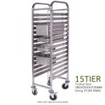 4-SOGA 2X Gastronorm Trolley 15 Tier Stainless Steel Bakery Trolley Suits GN 1/1 Pans