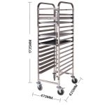 2-SOGA Gastronorm Trolley 15 Tier Stainless Steel Cake Bakery Trolley Suits 60*40cm Tray