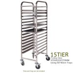 4-SOGA Gastronorm Trolley 15 Tier Stainless Steel Cake Bakery Trolley Suits 60*40cm Tray