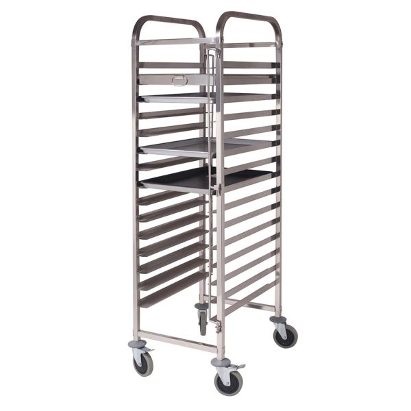1-SOGA Gastronorm Trolley 16 Tier Stainless Steel Cake Bakery Trolley Suits 60*40cm Tray