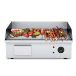 2-SOGA 2200W Stainless Steel Ribbed Griddle Commercial Grill BBQ Hot Plate 56*48*23cm