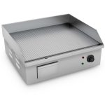 1-SOGA 2200W Stainless Steel Ribbed Griddle Commercial Grill BBQ Hot Plate 56*48*23cm