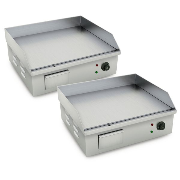 1-SOGA 2X Electric Stainless Steel Flat Griddle Grill BBQ Hot Plate 2200W