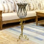 2-SOGA 85cm European Clear Glass Floor Home Decor Flower Vase with Tall Metal Stand