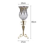5-SOGA 85cm European Clear Glass Floor Home Decor Flower Vase with Tall Metal Stand
