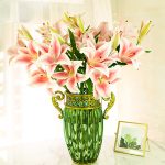 6-SOGA Green European Colored Glass Home Decor Jar Flower Vase with Two Metal Handle