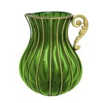 1-SOGA Green European Colored Glass Home Decor Jar Flower Vase with Metal Handle