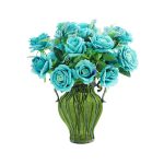 2-SOGA Green Colored European Glass Home Decor Flower Vase with Two Metal Handle