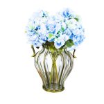 2-SOGA Clear European Glass Home Decor Flower Vase with Two Metal Handle