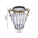 6-SOGA Clear European Glass Home Decor Flower Vase with Two Metal Handle