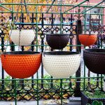 8-SOGA Coffee Small Hanging Resin Flower Pot Self Watering Basket Planter Outdoor Garden Decor