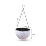 6-SOGA 2X White Small Hanging Resin Flower Pot Self Watering Basket Planter Outdoor Garden Decor