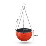 6-SOGA Red Medium Hanging Resin Flower Pot Self Watering Basket Planter Outdoor Garden Decor