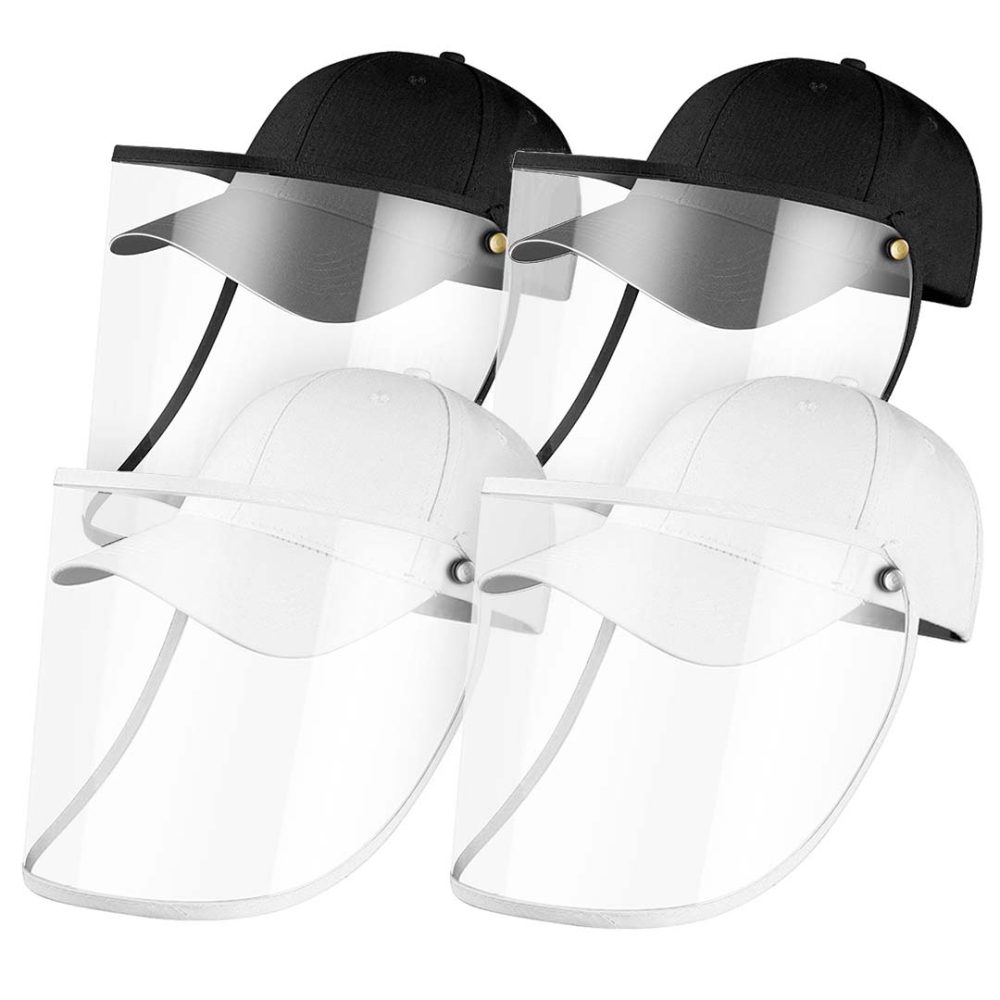 1-4X Outdoor Protection Hat Anti-Fog Pollution Dust Protective Cap Full Face HD Shield Cover Adult Black/White
