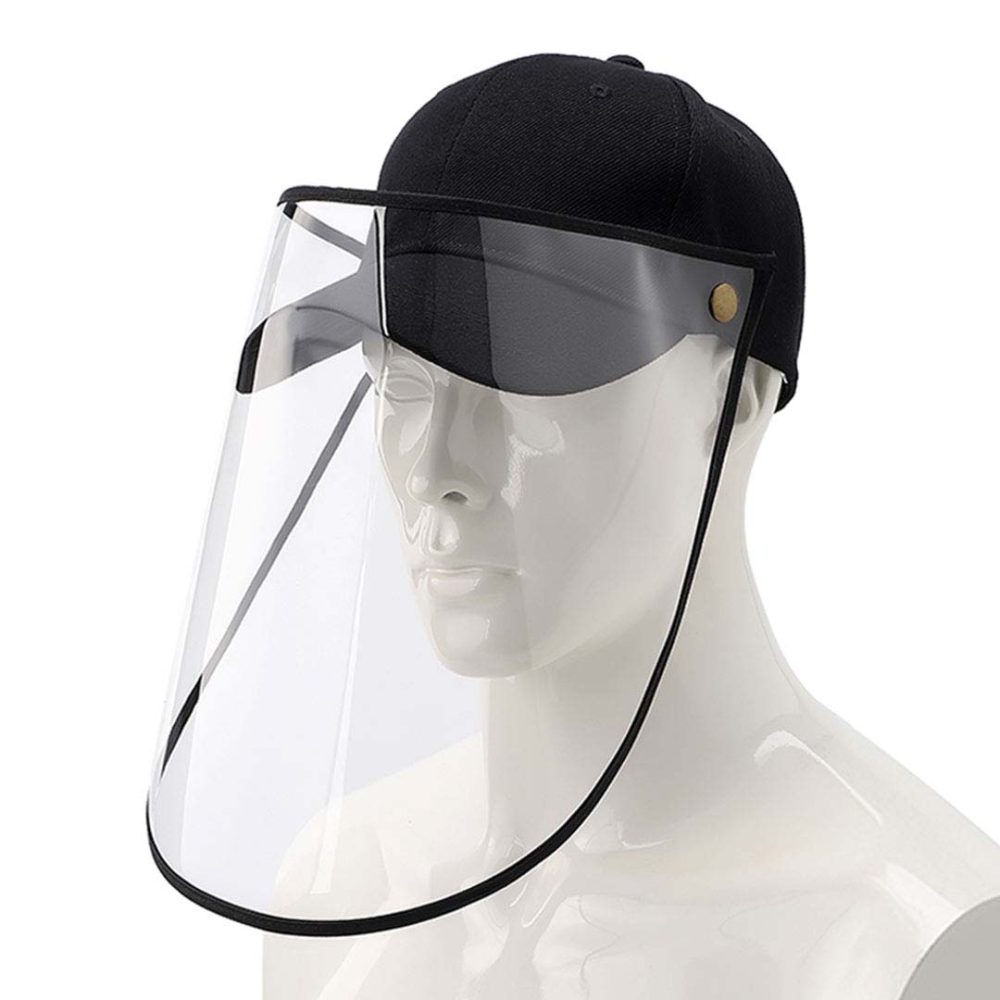 1-Outdoor Protection Hat Anti-Fog Pollution Dust Protective Cap Full Face HD Shield Cover Adult Black