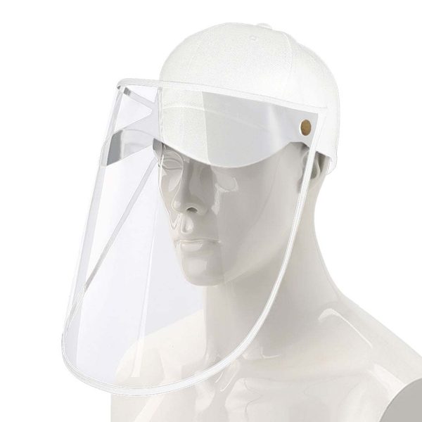 1-Outdoor Protection Hat Anti-Fog Pollution Dust Protective Cap Full Face HD Shield Cover Adult White