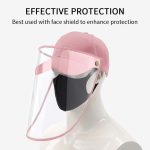 4-Outdoor Protection Hat Anti-Fog Pollution Dust Protective Cap Full Face HD Shield Cover Kids Pink