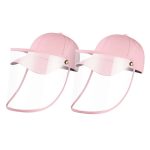 1-2X Outdoor Protection Hat Anti-Fog Pollution Dust Protective Cap Full Face HD Shield Cover Kids Pink