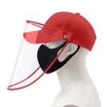 2-Outdoor Protection Hat Anti-Fog Pollution Dust Protective Cap Full Face HD Shield Cover Kids Red