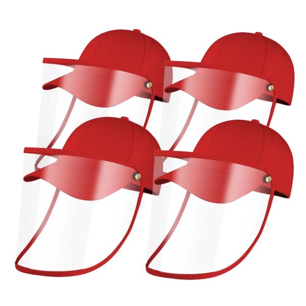 1-4X Outdoor Protection Hat Anti-Fog Pollution Dust Protective Cap Full Face HD Shield Cover Kids Red