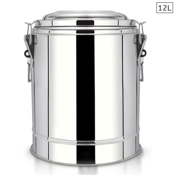 1-SOGA 12L Stainless Steel Insulated Stock Pot Hot & Cold Beverage Container