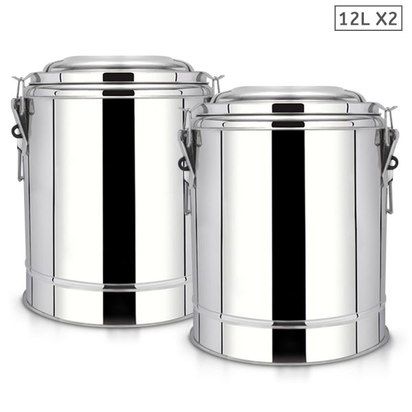 1-SOGA 2X 12L Stainless Steel Insulated Stock Pot Hot & Cold Beverage Container