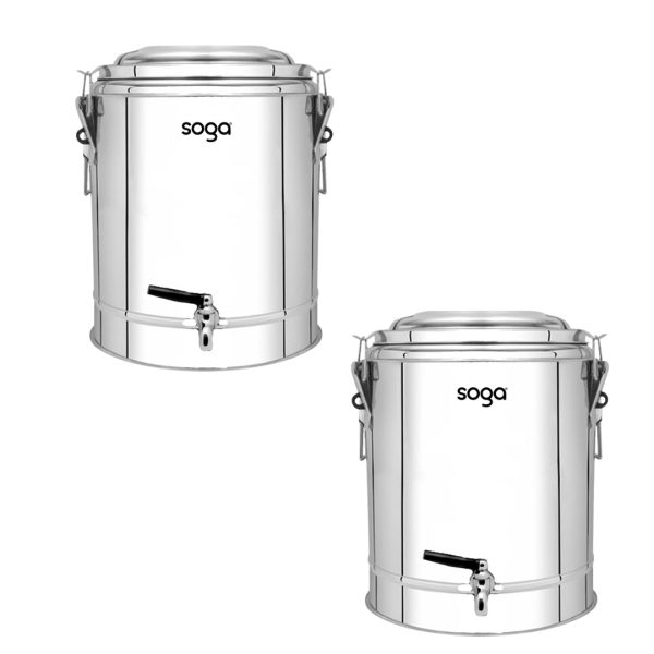 1-SOGA 2X 50L Stainless Steel Insulated Stock Pot Dispenser Hot & Cold Beverage Container With Tap