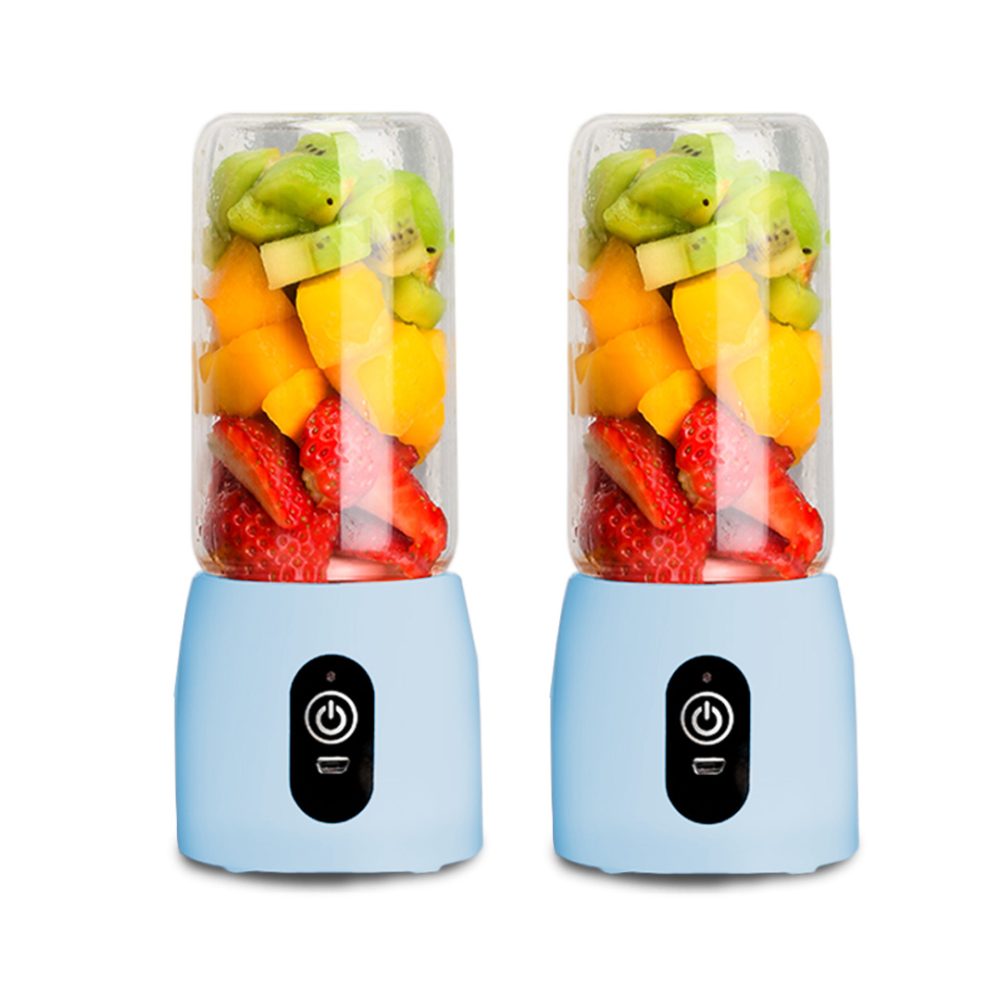 1-SOGA 2X Portable Mini USB Rechargeable Handheld Juice Extractor Fruit Mixer Juicer Blue
