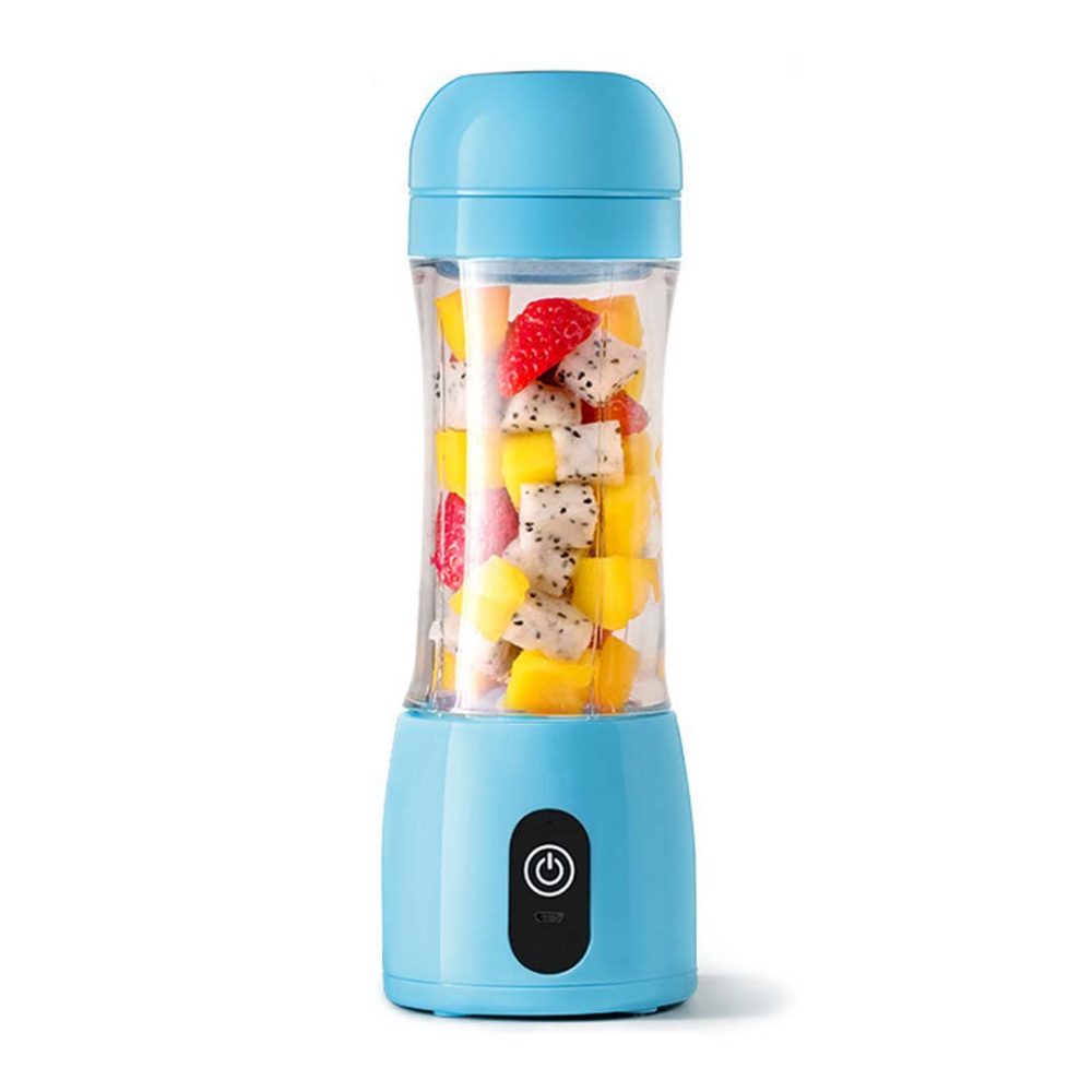 1-SOGA 380ml Portable Mini USB Rechargeable Handheld Fruit Mixer Juicer Blue