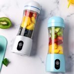 6-SOGA 2X 380ml Portable Mini USB Rechargeable Handheld Fruit Mixer Juicer Blue