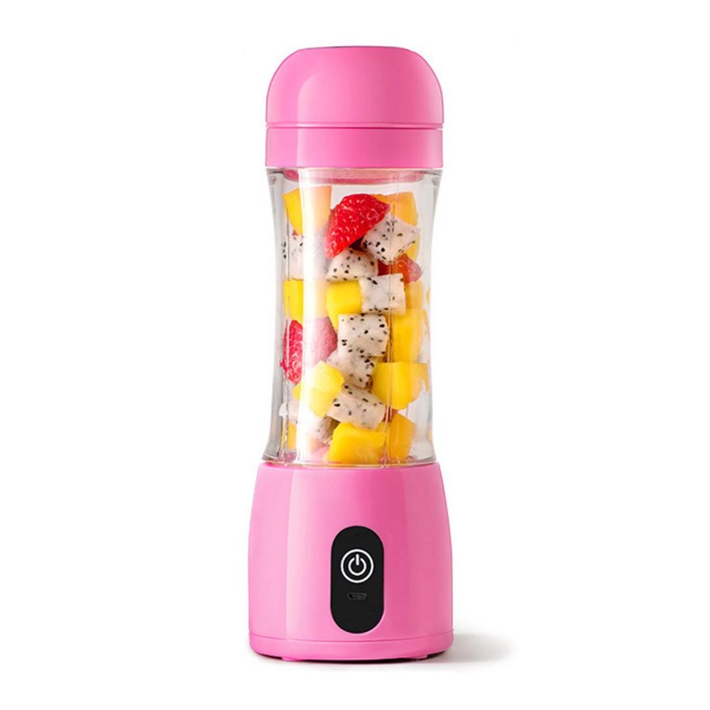 1-SOGA 380ml Portable Mini USB Rechargeable Handheld Fruit Mixer Juicer Pink
