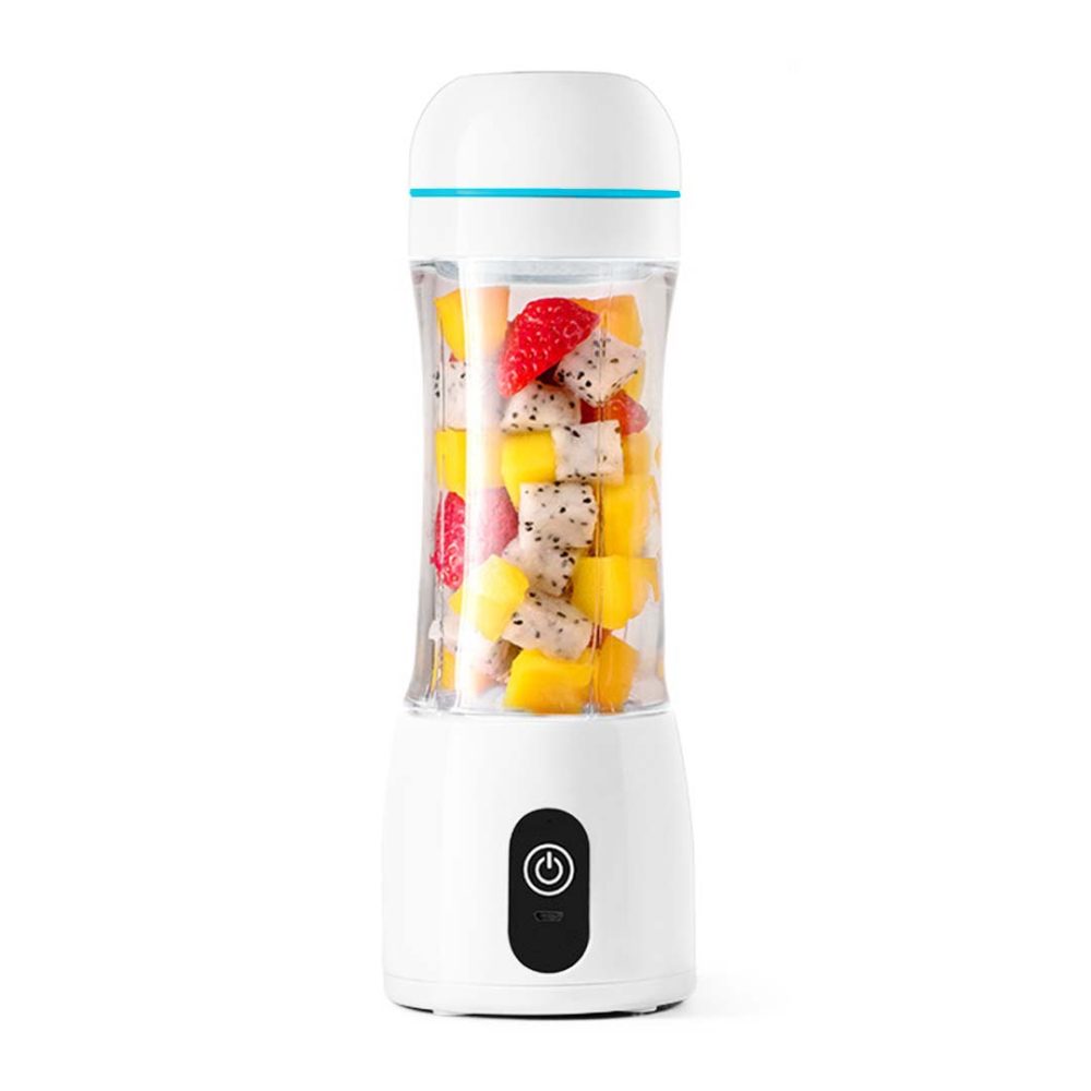 1-SOGA 380ml Portable Mini USB Rechargeable Handheld Fruit Mixer Juicer White