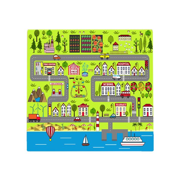 1-SOGA 120cm Kids Rug Street Map Play Mat